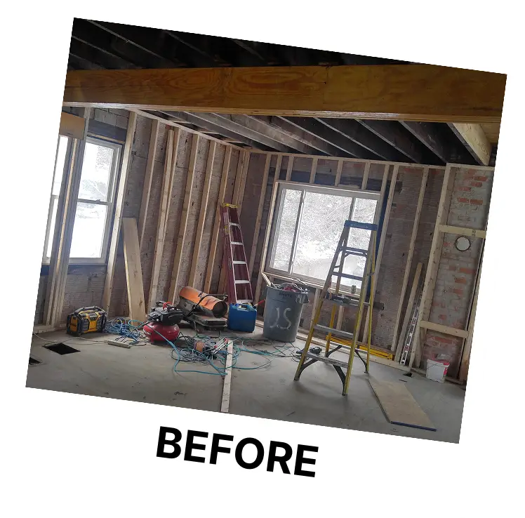 Photo of full gut kitchen remodel (before)