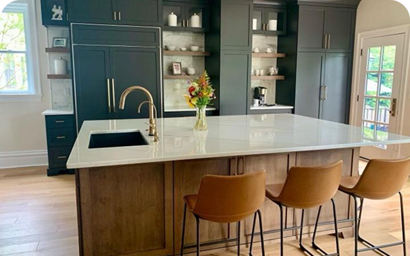 Photo of whole home remodel in Sewickley, PA featuring a giant kitchen island