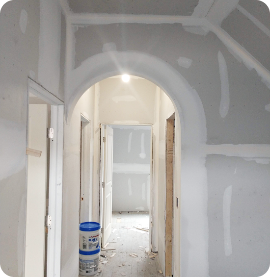 Photo of fresh drywall installation completed for a managed property in Pittsburgh.